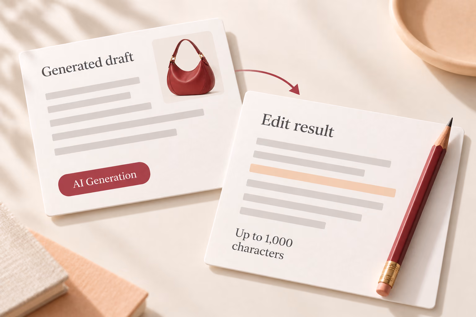 AI Generation produces a draft that can be edited, up to 1,000 characters.
