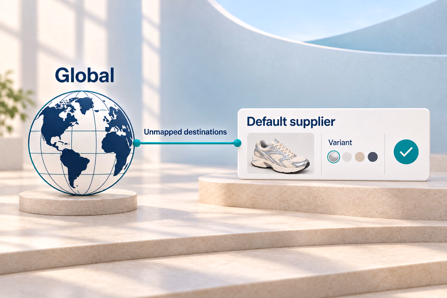 Configure the Global supplier and variant for unmapped destinations.