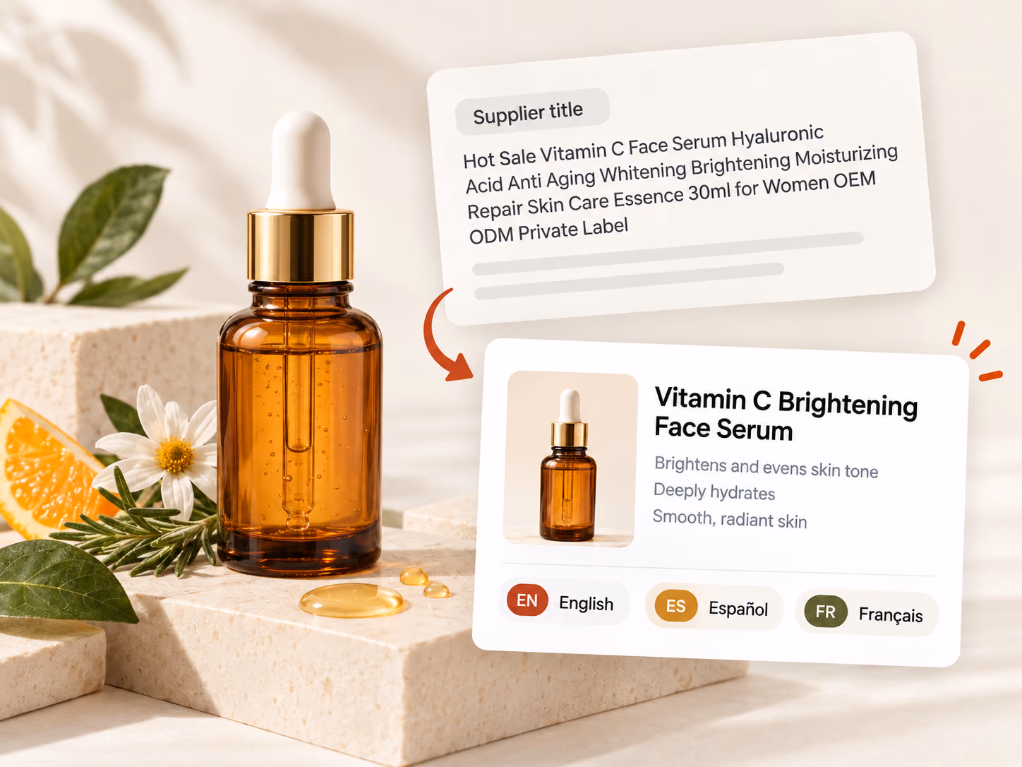 Unstructured supplier listing transformed into clean store product information