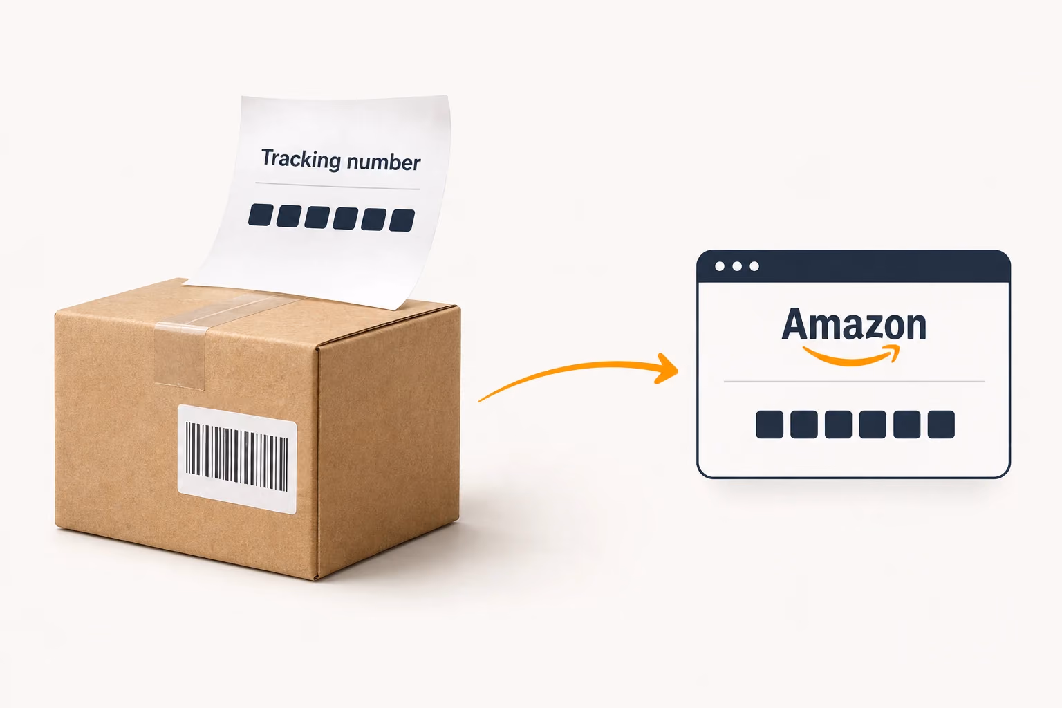 A supplier tracking number moving from a shipped parcel back to Amazon.